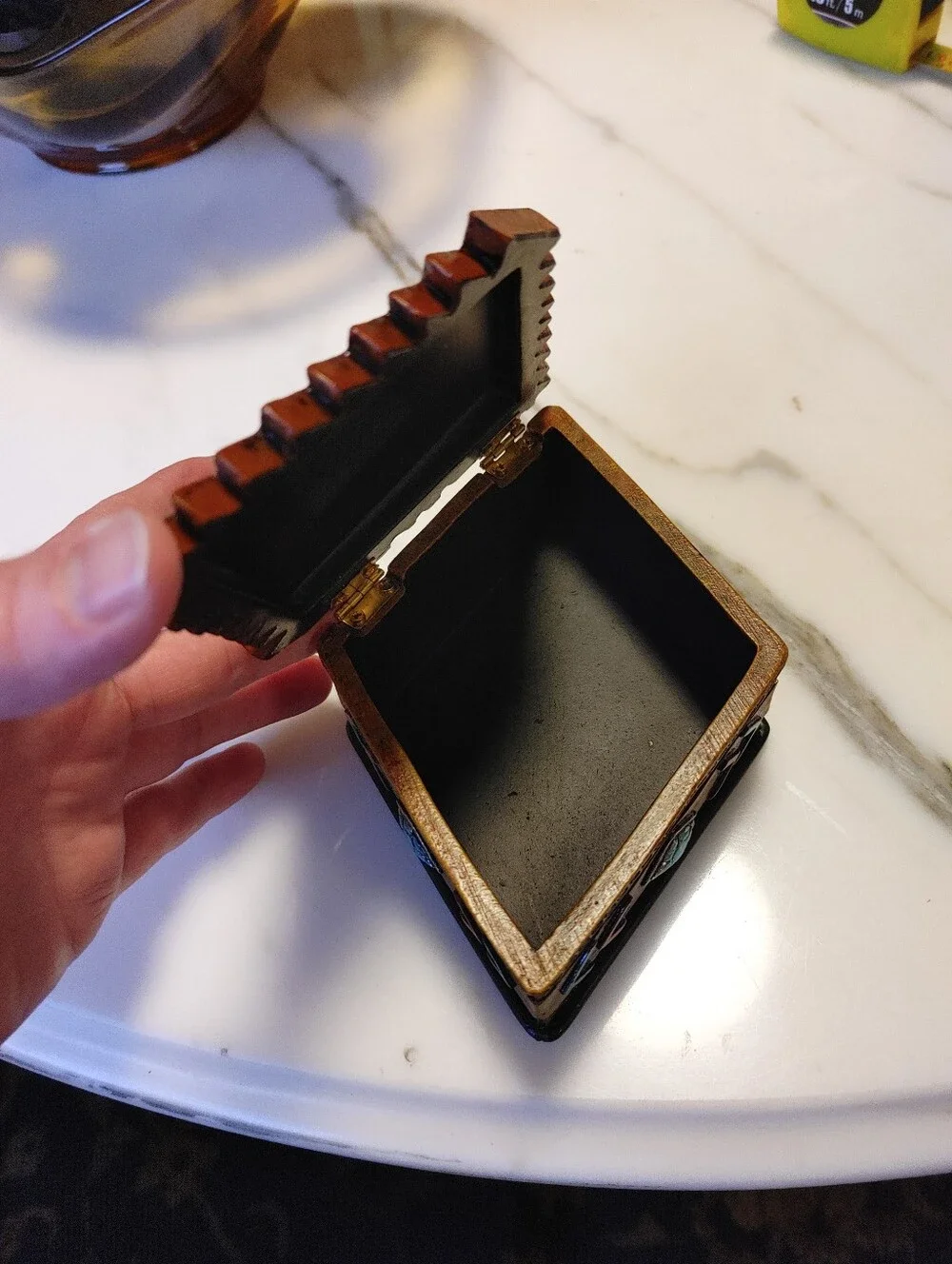 Handcrafted Turquoise and Brown Native American Decorative Trinket Box